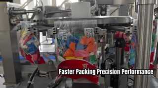 Regarder : Vitrine rotative de machine à emballer de ballons de peseuse multi-têtes entièrement automatique